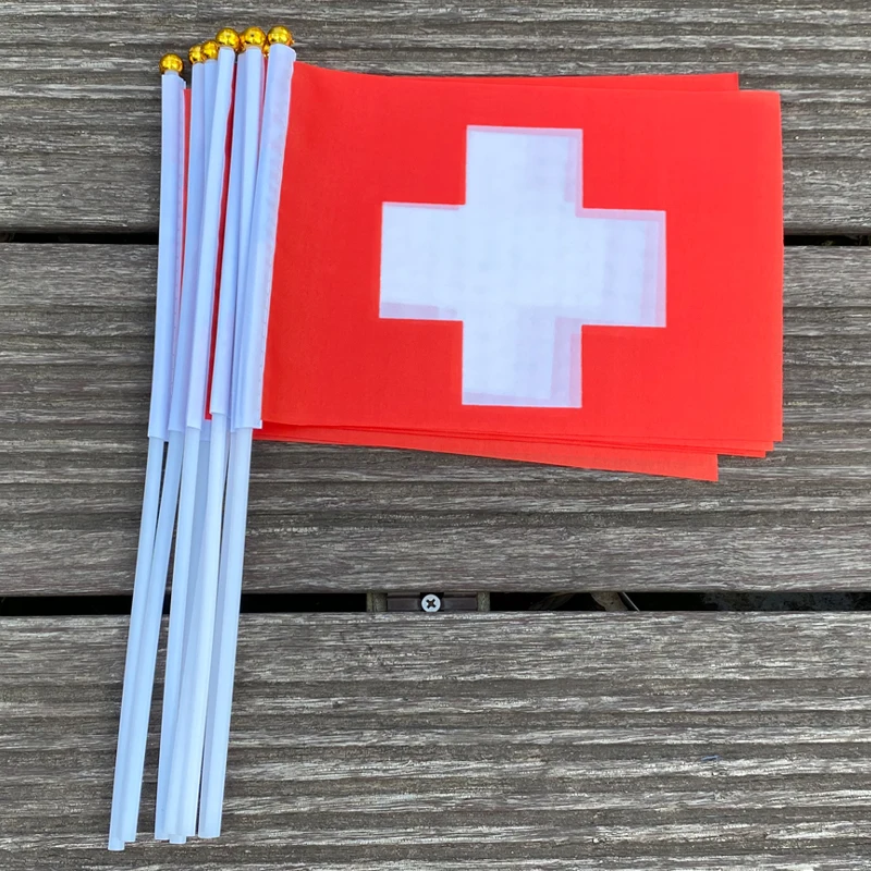 

xvggdg 100pcs 14 * 21cm Switzerland Hand Waving National Flag swiss hand flag