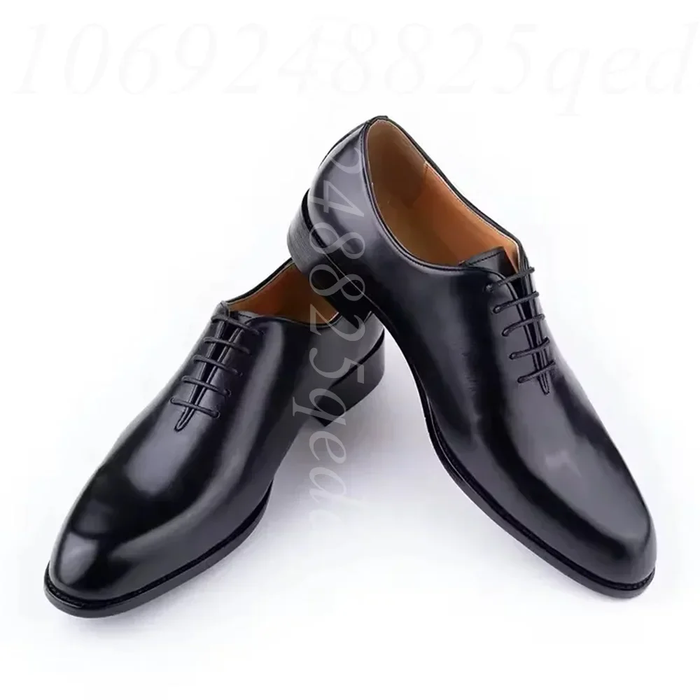 Herren Klassische Whole-Cut Schnürschuhe aus Premium-Glanzleder mit spitzer Zehenpartie, atmungsaktiver Innensohle für formelle Geschäftsanlässe