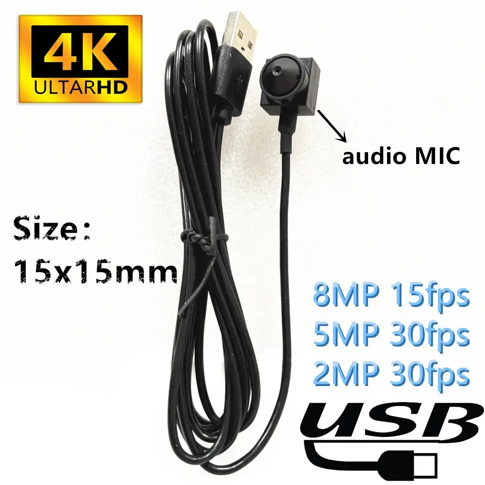 Mini cámara Usb 4K 8MP 5MP OEM personalizada OTG tipo c tamaño UVC OTG OV2710 IMX179 Senor 1080P 2,1 MM lente ojo de pez Mini cámara Usb