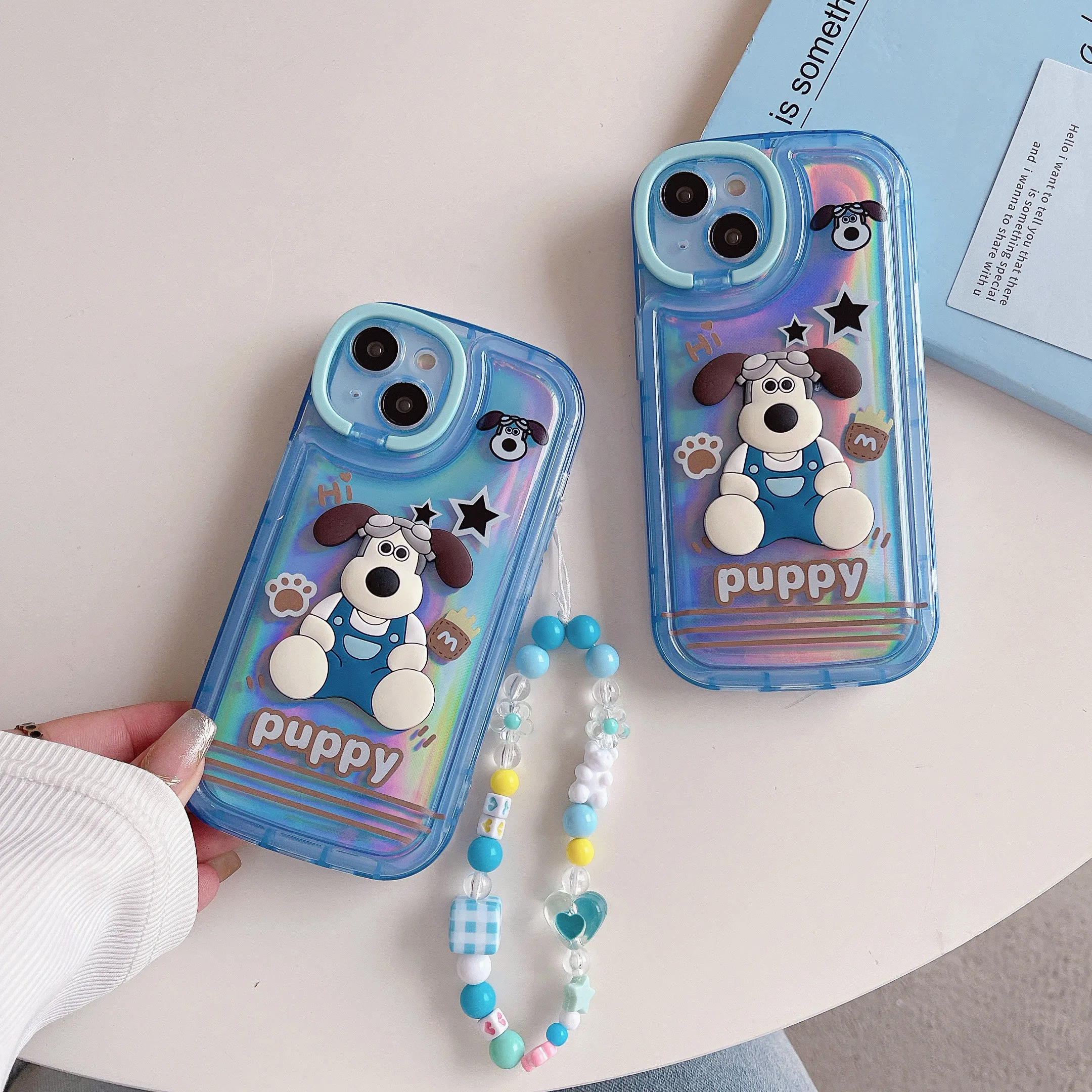 With chain and paper jam Cartoon dog doll pattern for iPhone 15Promax 15 15Pro 14 14Promax 13 13Promax 16Pro 16Promax soft shell