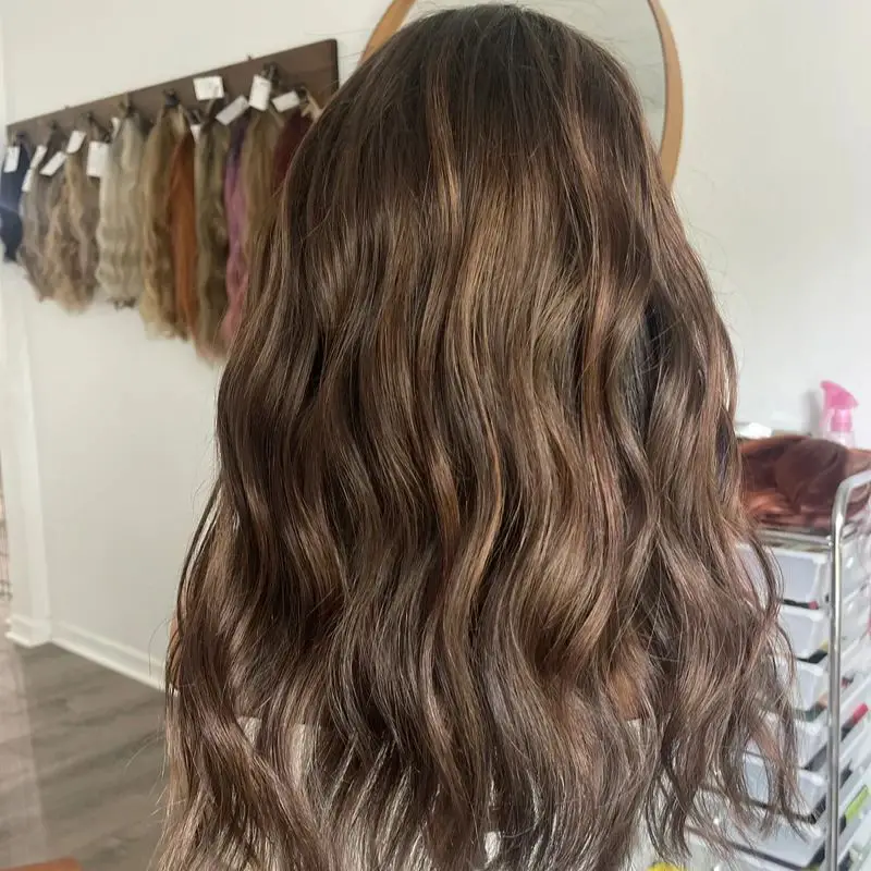 14 بوصة موجة قصيرة بوب 13x4 أومبير الشوكولاته البني تسليط الضوء على الاصطناعية HD الدانتيل شعر مستعار أمامي واقعية شعري شعر مستعار عالي الجودة #4