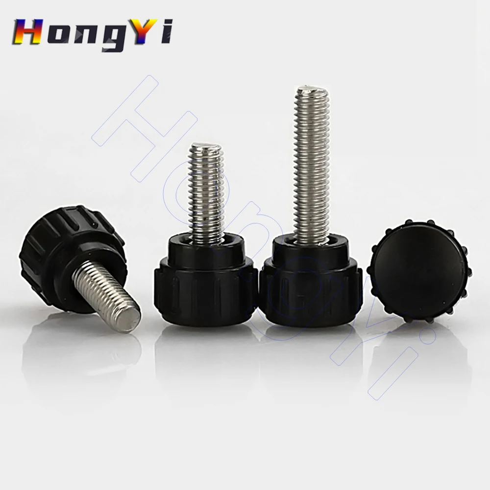 M3 - M6 Hand Knob Screws 304 Stainless Tightening Thumb Screw Round Head Plastic Knurled Thread Clamping D14 D18 D25 Nuts Knob