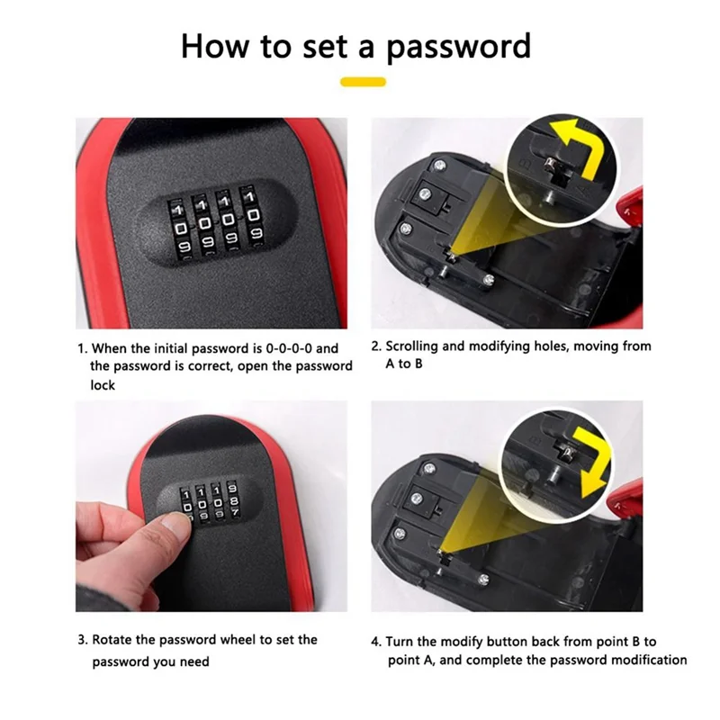 

B03B-Key Safe Box Weatherproof 4 Digit Combination Outdoor Key Security Storage Case Key Lock Box Wall Mounted