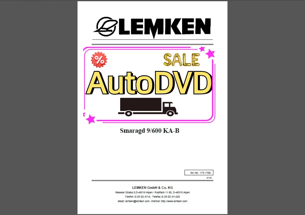 

AutoDVD Parts catalogs for Lemken agricultural equipment, PDF