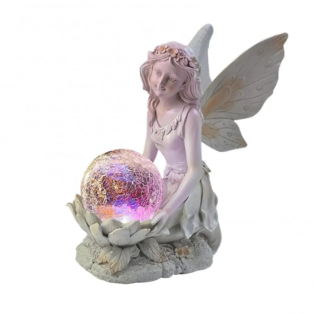 Angel Figure Solar Powered Exquisite Resin Durable Weather-resistant Micro Landscape Crafts Sculpture Ornaments Unique Design