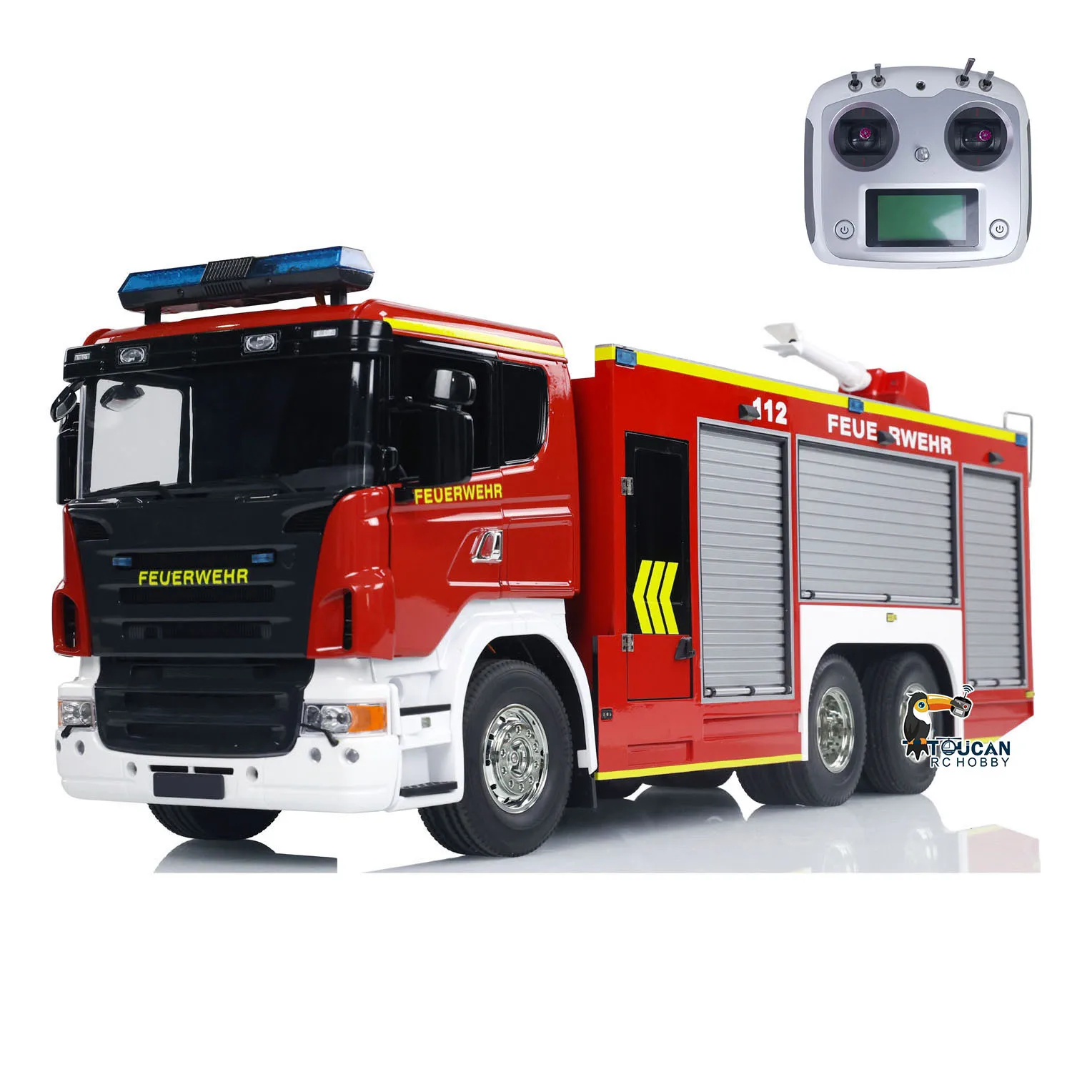 1/14 Scale RC Fire Truck 6x4 Remote Control Fire Fighting Vehicles PS004 with Lights Sounds System Toy Models for Adult TH23921