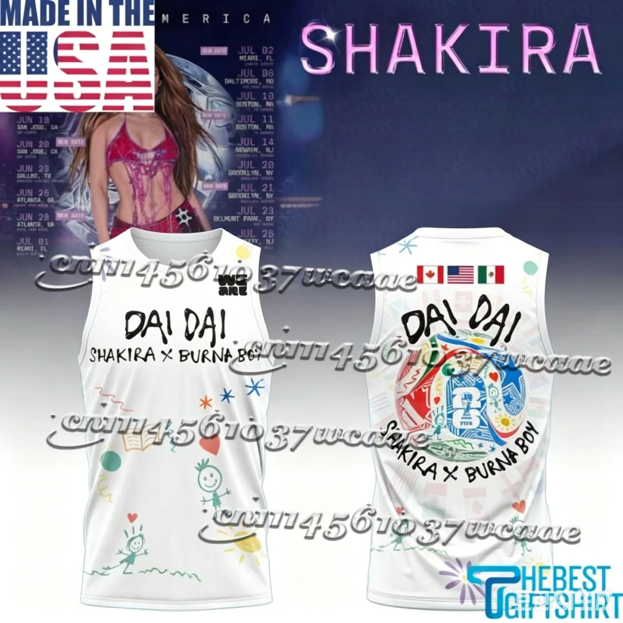 

Latest KPOP Singer Shakira US, Canada, Mexico Theme Song Sports Surrounding Fans Tank Top Gift Summer familyMatching