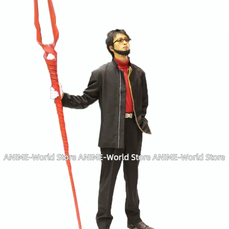 《Custom Made》Anime Gendo Ikari Cosplay Costume Top+pant Black Western Suit Any Size Wig halloween Christmas Adult Woman Men