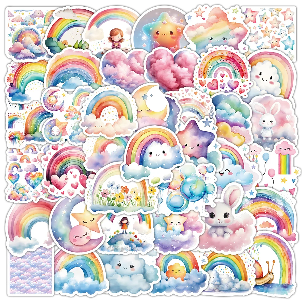 10/30/50pcs Kawaii Cartoon Rainbow Stickers Cute Cloud Star Sticker Suitcase Phone Guitar Coloful Aesthetic Graffiti Decals Toys