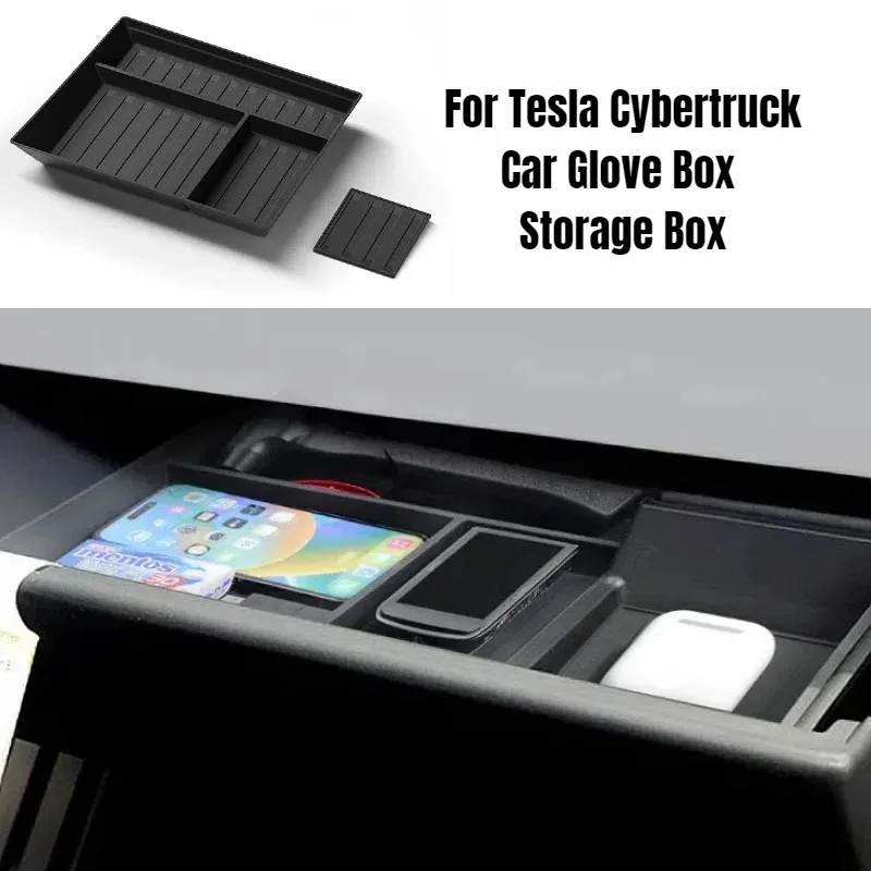 

For Tesla Cybertruck 2024 Glove Box Storage Boxes Pickup Truck Tray Organizer Case Container Plates TPE Interior Car Accessories