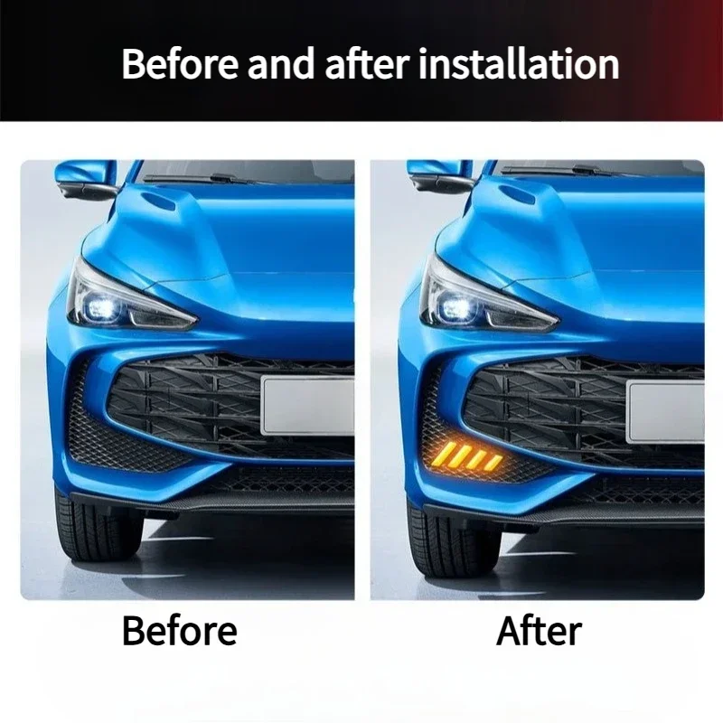 For MG MG3 2024 Car Led Daytime Running Lights Upgrade Front Fog Lights Modification Yellow Flowing Turn Signal Lamp Accessories detail image 4