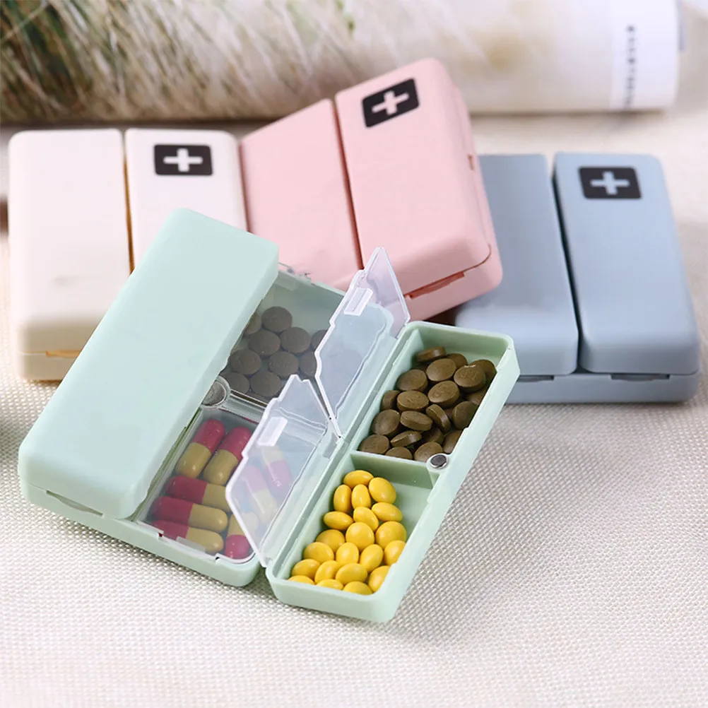 

2Pcs Weekly Foldable Portable Pill Organizer Case Plastic Medicine Box Storage Container Travel Home Use Green Blue