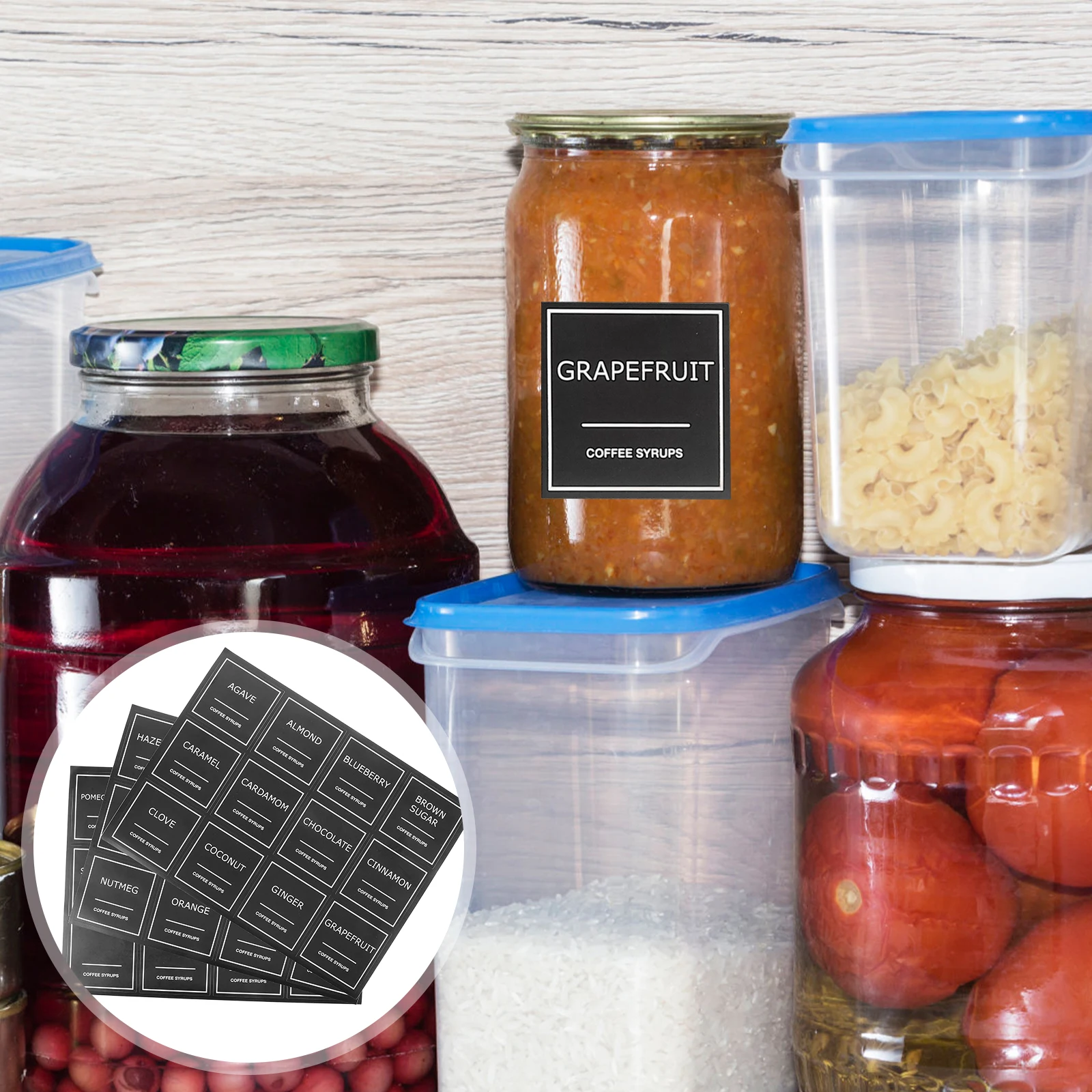 36 Coffee 25cm Syrup Stickers Reusable PVC Kitchen Tags for Bottles Jars Containers Removable Coffee Syrup Labels Blackboard