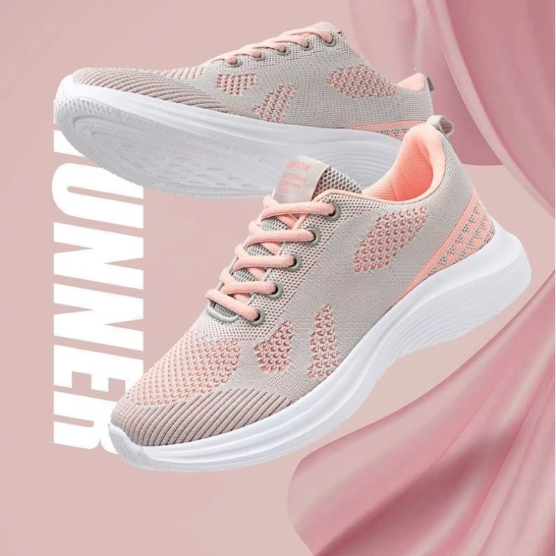 Damen-Sneaker zum Laufen, atmungsaktiv, mit Schnürung und Mesh-Material, rutschfest, leicht, bequem, ideal für sportliche Aktivitäten, zum Spazierengehen und für den Alltag. – Detail 7