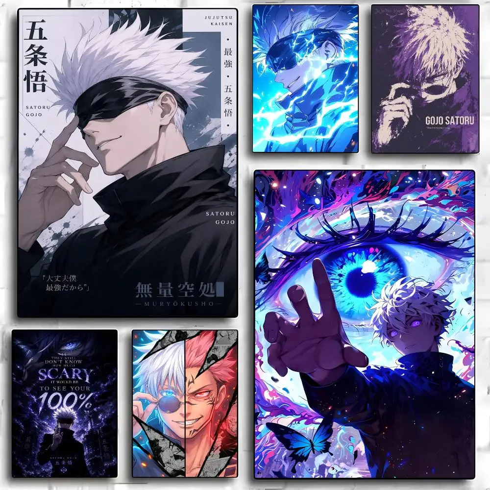 Anime J-Jujutsu K-Kaisen Gojo Satoru Poster HD Art Sticky Wall Room Decor Home Waterproof Home Living Bar Aesthetic Decoration