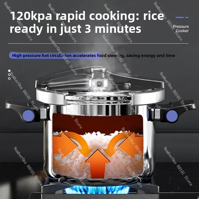 Induction Compatible Pressure Cooker Thickened Stainless Steel, Foldable Outer Lid for Gas Electric Stove Vertical Locking