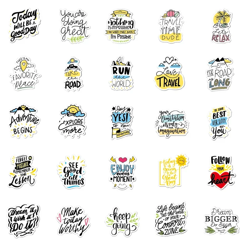 

100PCS English Motivational Quote Stickers DIY Decoration Stationery Laptop Water Bottles Aesthetic Decal Children Sticker Toys