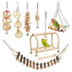 8PCS Unstained Environmentally Friendly and Healthy Combination Toys Fun Home Bird Toy Set Parrot Bite Toy Outdoor Courtyard