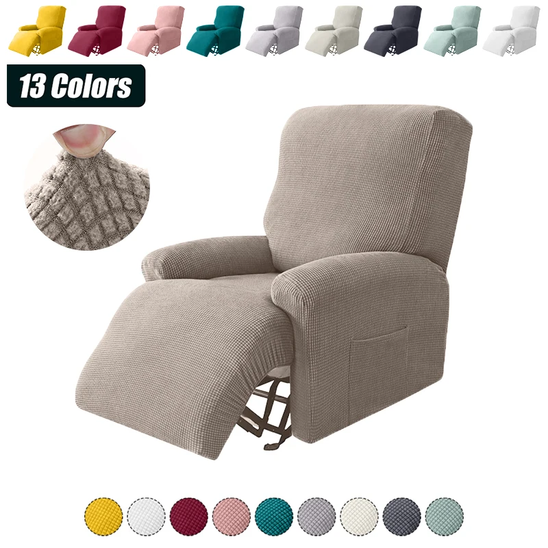 1seat Jacquard Recliner Sofa Cover 4pieces Elastic Reclining Stretch Armchair Corn grid Sofa Covers Chair Cover For Home Decor