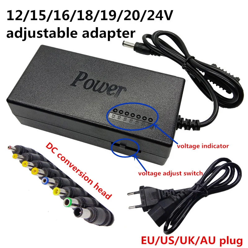 Universal AC DC 12V Switching Adjustable Power Supply Adapter Charger Notebook Transformer 15V 16V 18V 19V 20V 24V Adaptor