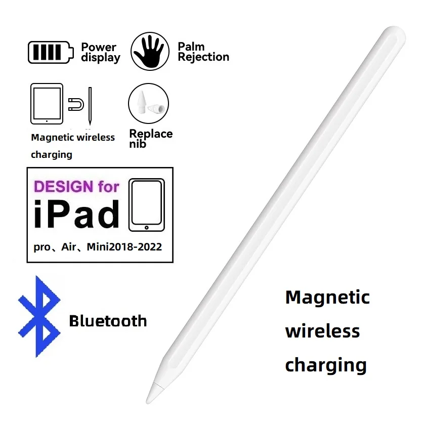 Bluetooth Stylus with Wireless Charging Palm Rejection for iPad Air /Pro Apple Pencil with Tilt Sensitivity Magnetic Suction