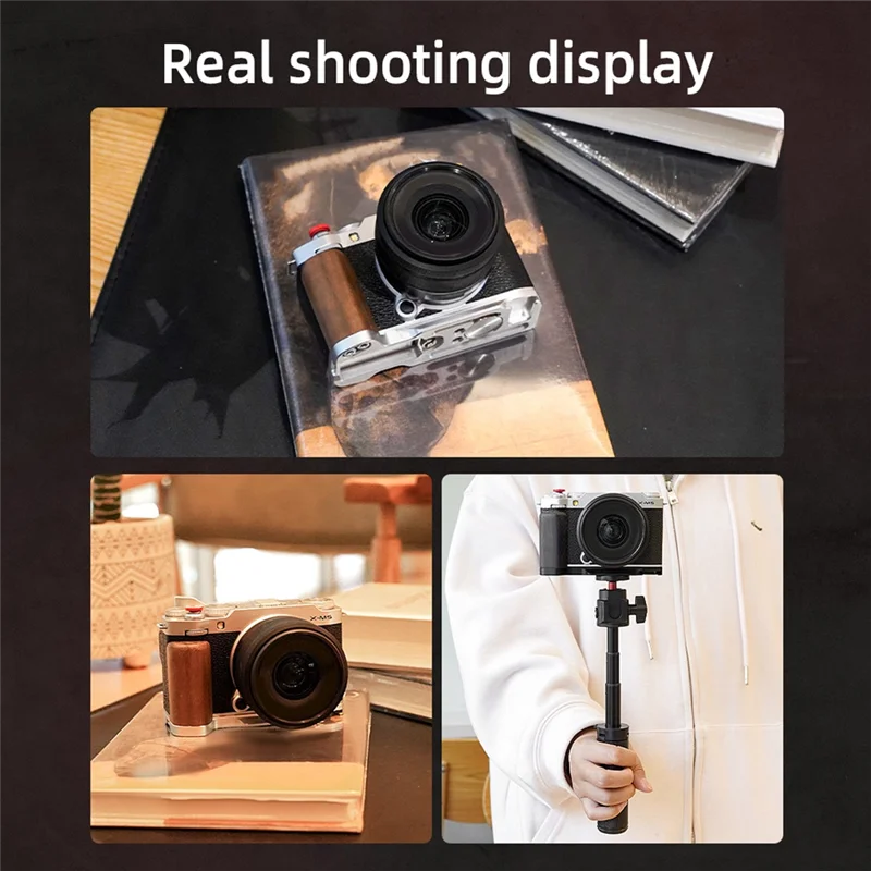 SR-untuk Fuji XM5 Kamera Pelat L Rilis Cepat Gagang Kayu Pegangan Kayu Aksesori Kamera Dudukan Tripod Arca Swiss