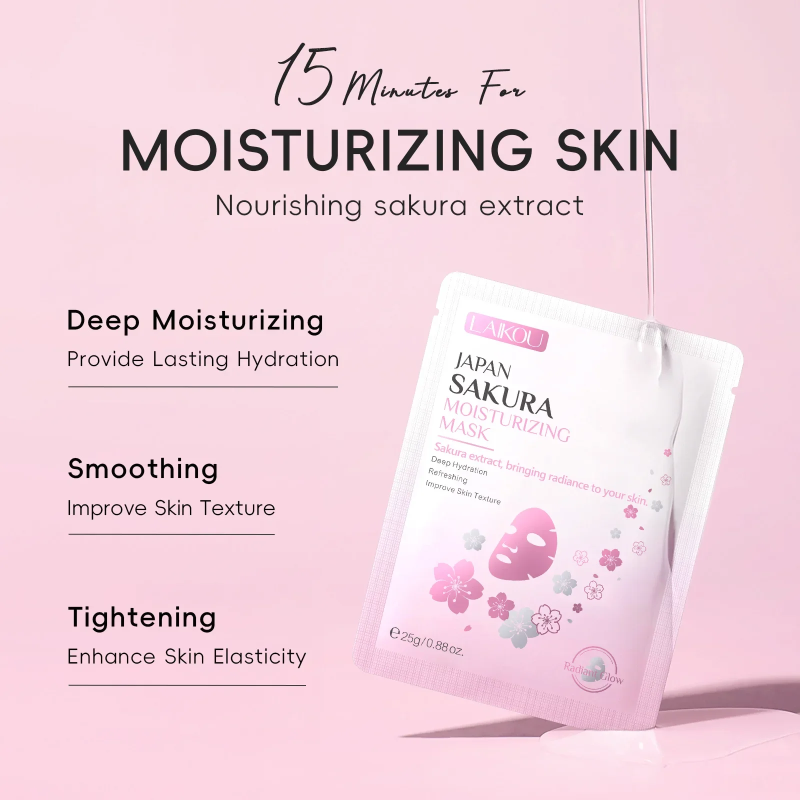 

LAIKOU Sakura Face Mask Skin Care Moisturizing Nourishing Oil Control Facial Masks Sheet Mask Face Skin Care Products 10pcs