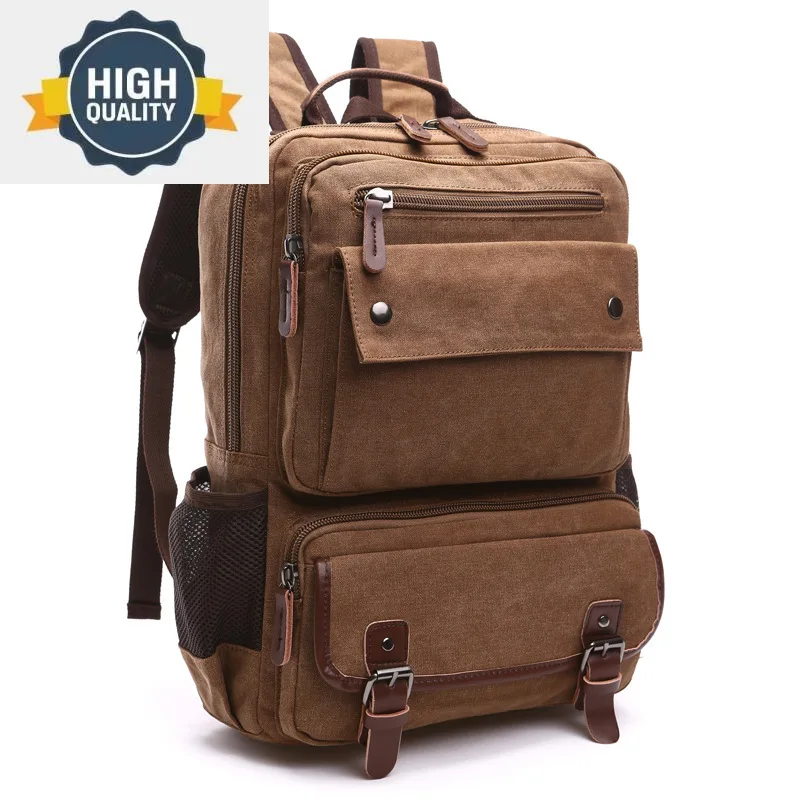 Canvas Men vintage Backpack Male Laptop College Student School Bags for Teenager 2024 Large capacity Men's