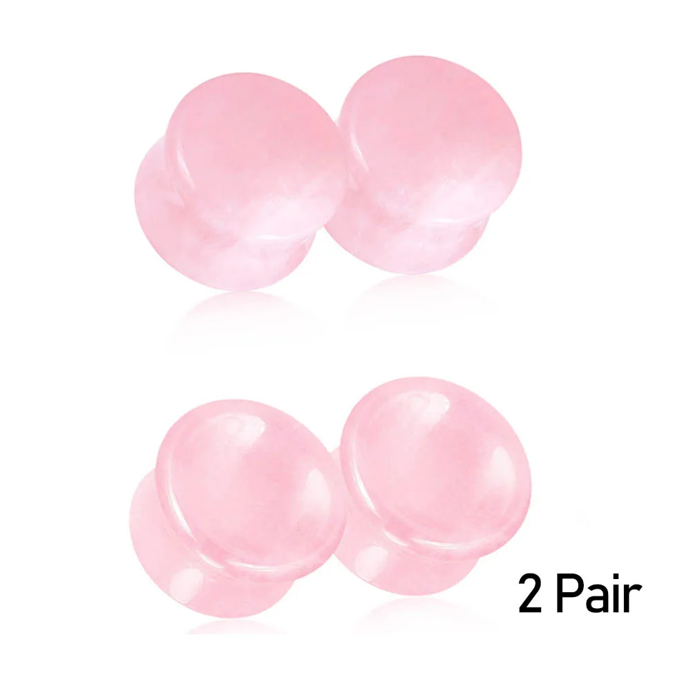 1/2 Paar Ohrmessgeräte Plugs-Natürlicher Rosenquarz Opalit Sattel Ohr Expander Keil Ohr Tunnel Piercing Körperschmuck – Detail 8