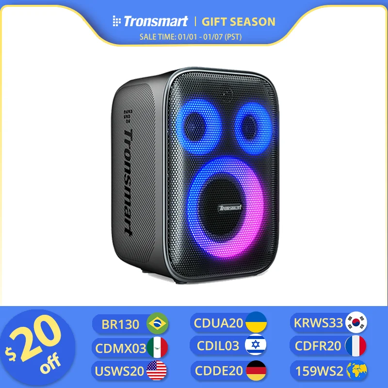 Tronsmart Halo 200 Speaker Bluetooth Speaker with 3 Way Sound System, 120W, Built-in/Wired Mic, Guitar Input, APP Control