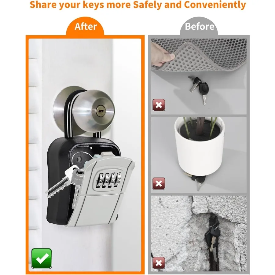 Портативный замок для ключей с надежным держателем для ключей, сейф для внутреннего и наружного использования, идеально подходит для гаража, сада, магазина, устойчивый к атмосферным воздействиям дизайн