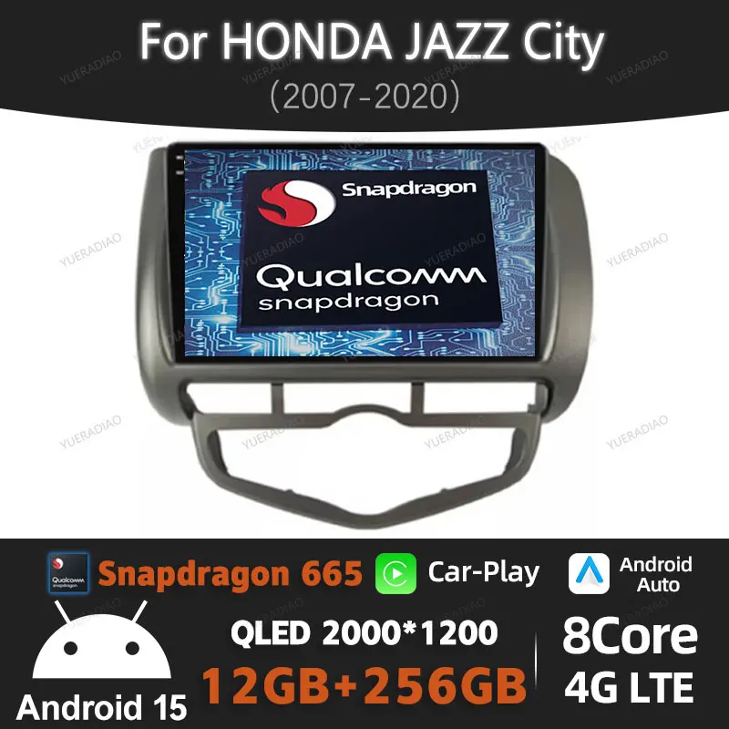 

Автомобильный радиоприемник Android 15 для HONDA JAZZ City 2002-2007 Qualcomm GPS NAVI 2DIN 4G WIFI Мультимедийный стерео видеоплеер Головное устройство BT