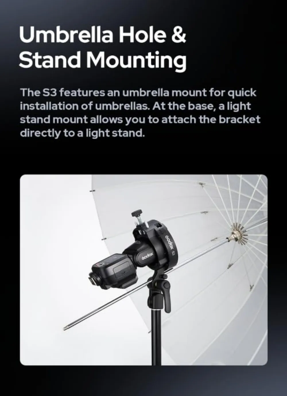 NEUE Godox S3 Speedlite-Halterung für Godox AD200Pro AD200Pro II AD400Pro AD400Pro II AD600Pro – Detail 8