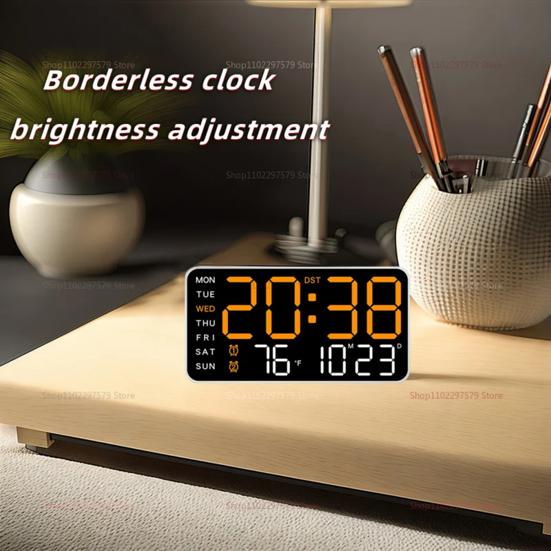 Large Digital Wall Clock LED Square Electronic Clock Multi-Function Living Room Hanging or Vertical Dual Purpose Timer