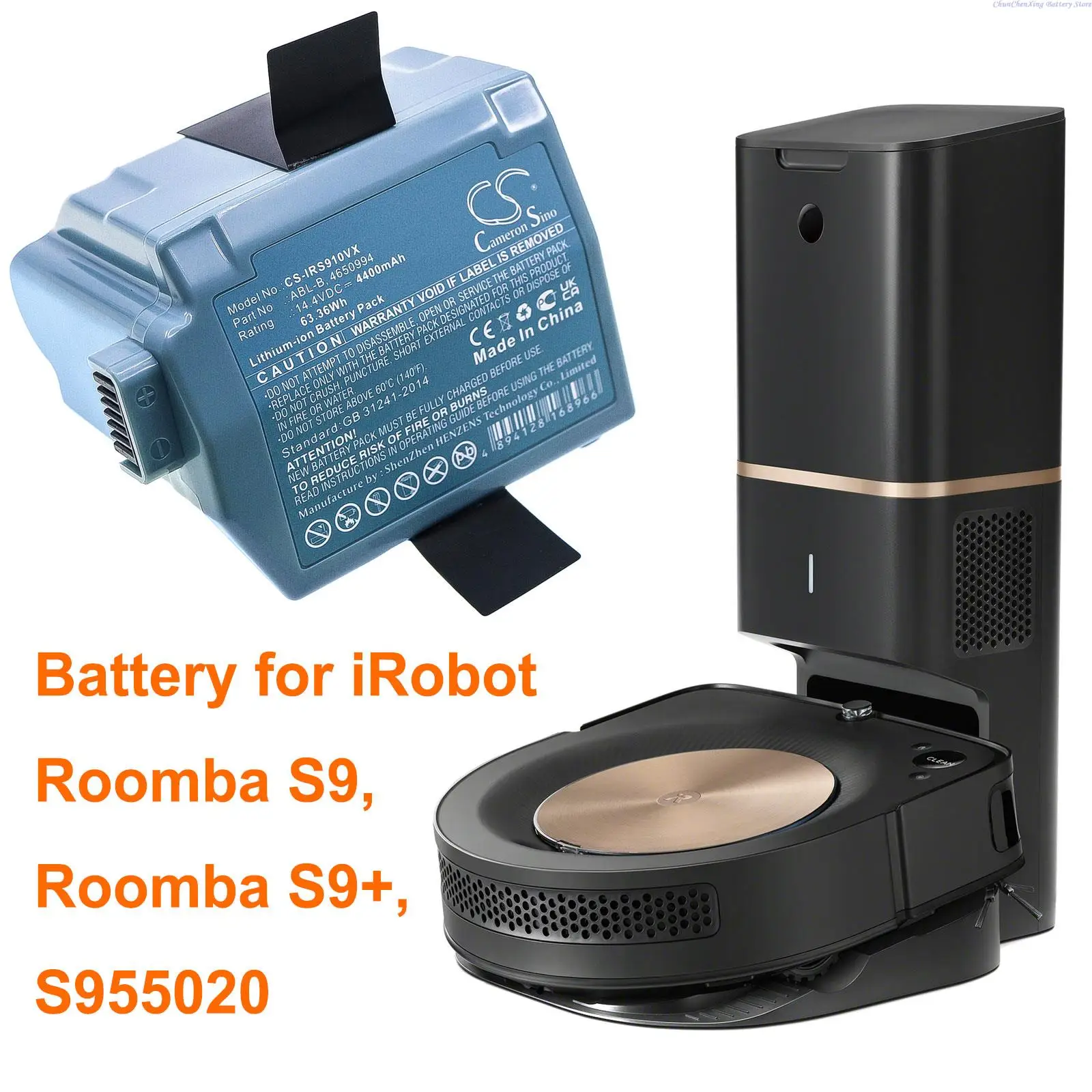 Cameron Sino 4400mAh Vacuum Battery ABL-B, 4650994 for iRobot Roomba S9, Roomba S9+, S955020