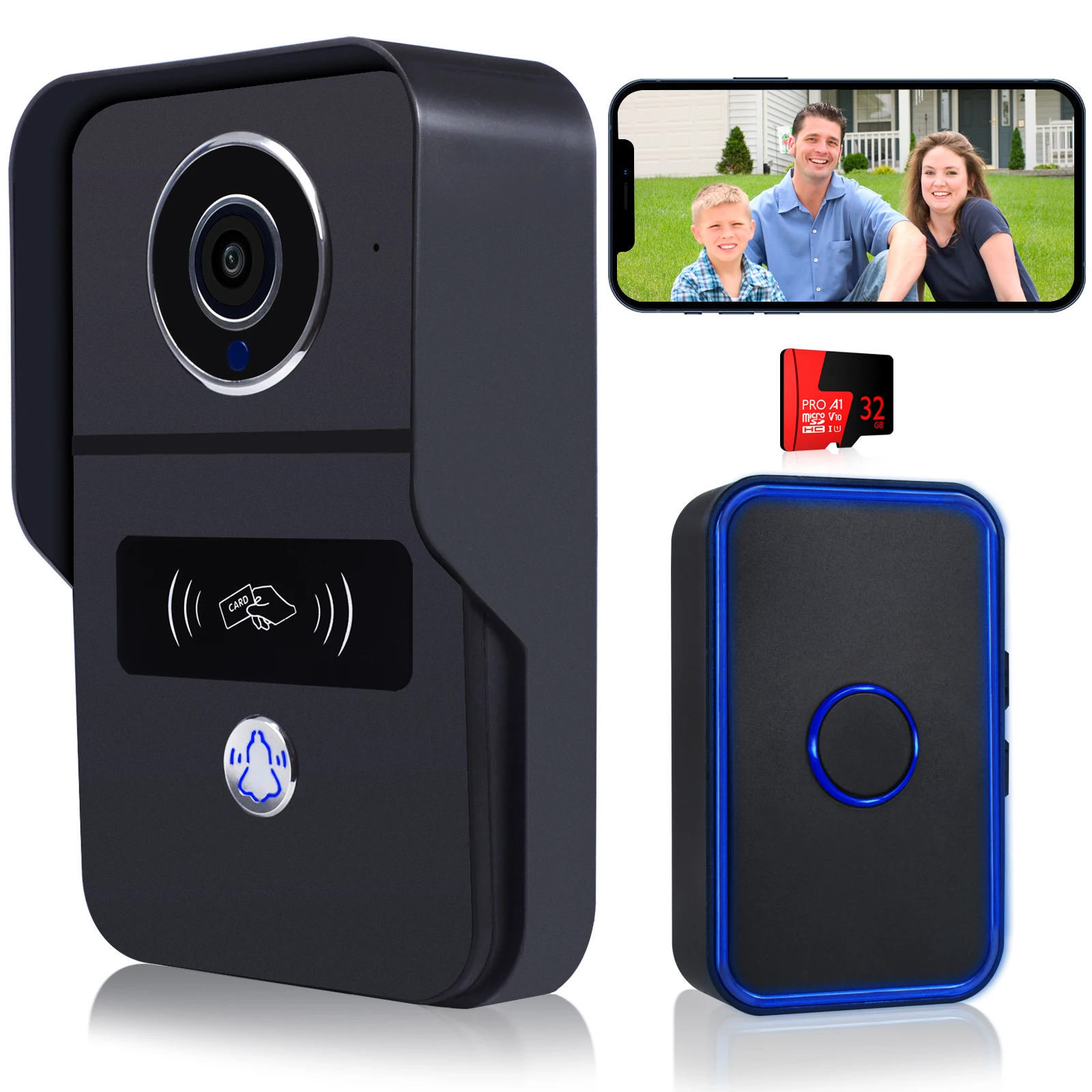 1080P Wireless Video Doorbell Camera, WiFi Video Intercom Smart Video Door Phone Intercom Home Smart Doorbell Camere Tuya APP