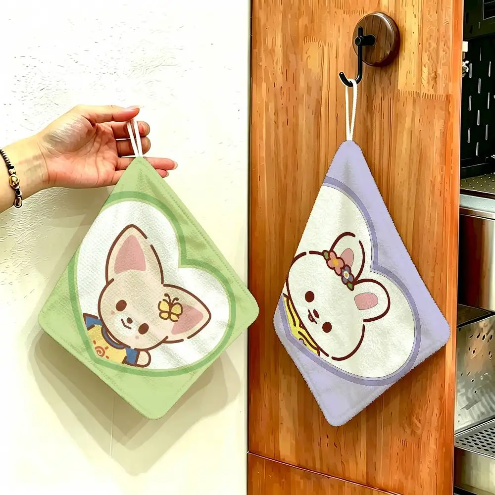 Kpop Group S-Stray K-Kids Hanging Kitchen Towel, Polyester Cotton Fabric, Absorbent Hand Wiping Towel for Home Dormitory