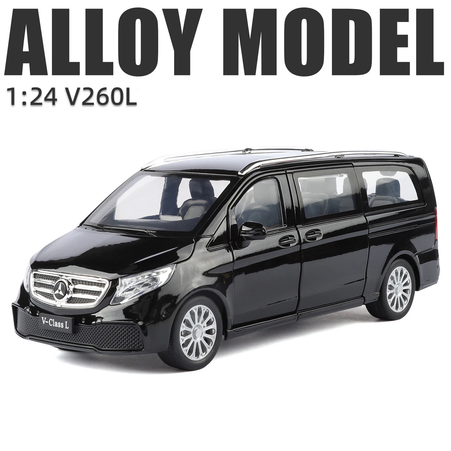 NEW 1:24 Benz V260 MPV Alloy Model Car Toy Diecasts Casting Sound and Light Pull Back Car Toys For Children Vehicle