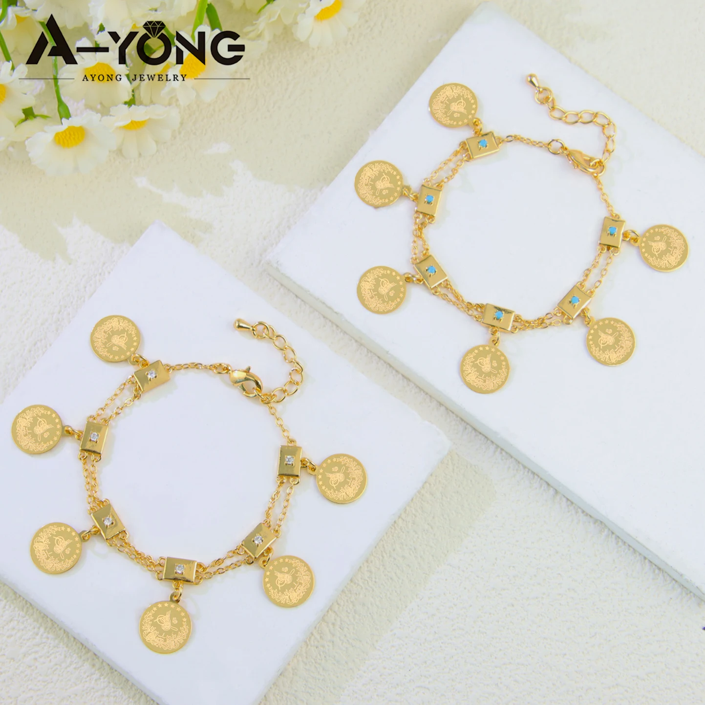 Arab Gold Color Bracelets 18k Gold Plated Turkish Coins Bangles for Women Dubai African Fashion Party Jewelry Gifts