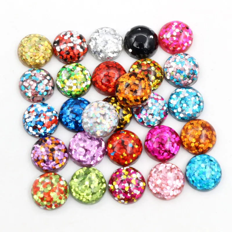 New Fashion 40pcs/lot 8mm 10mm 12mm Mix Colors Flat back Resin Cabochons Cameo