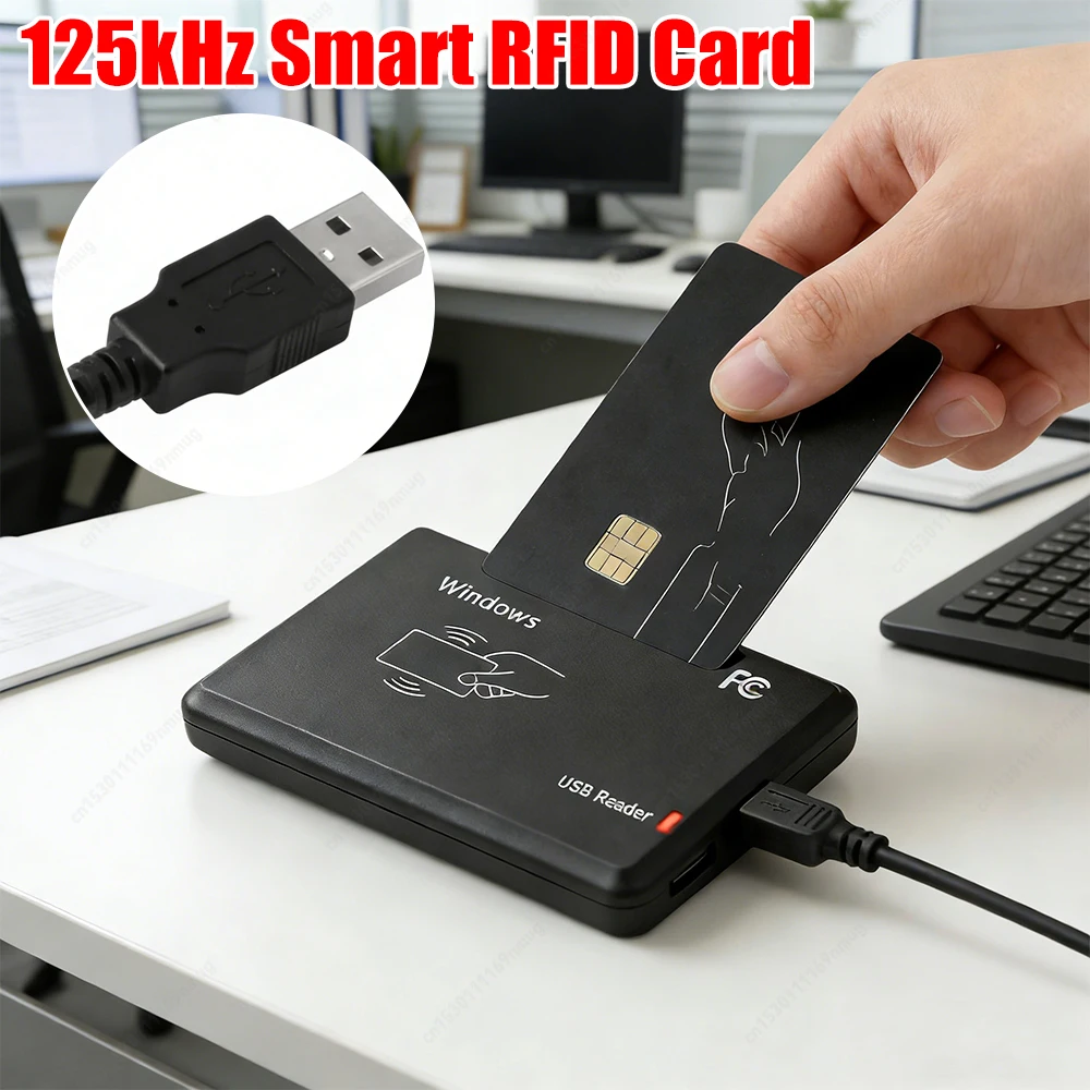 

125kHz Smart RFID Card Issuer Contactless ID Reader Property Authorization Card Reader for Door Access Control System