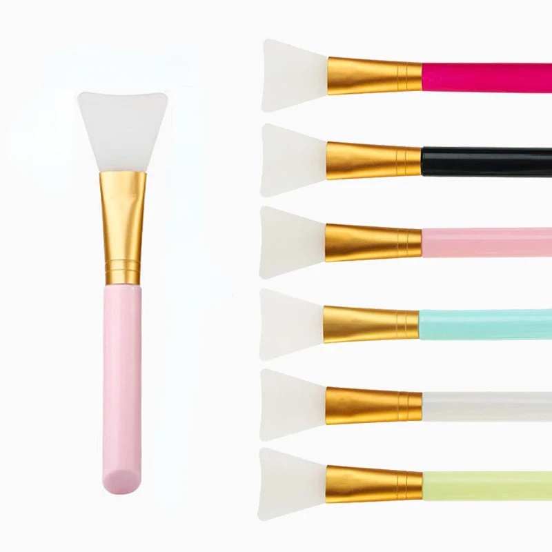 Cepillo de máscara de silicona de belleza, cepillo de silicona de cabeza suave, palo de ajuste, herramienta de barro para máscara casera, cepillos de maquillaje