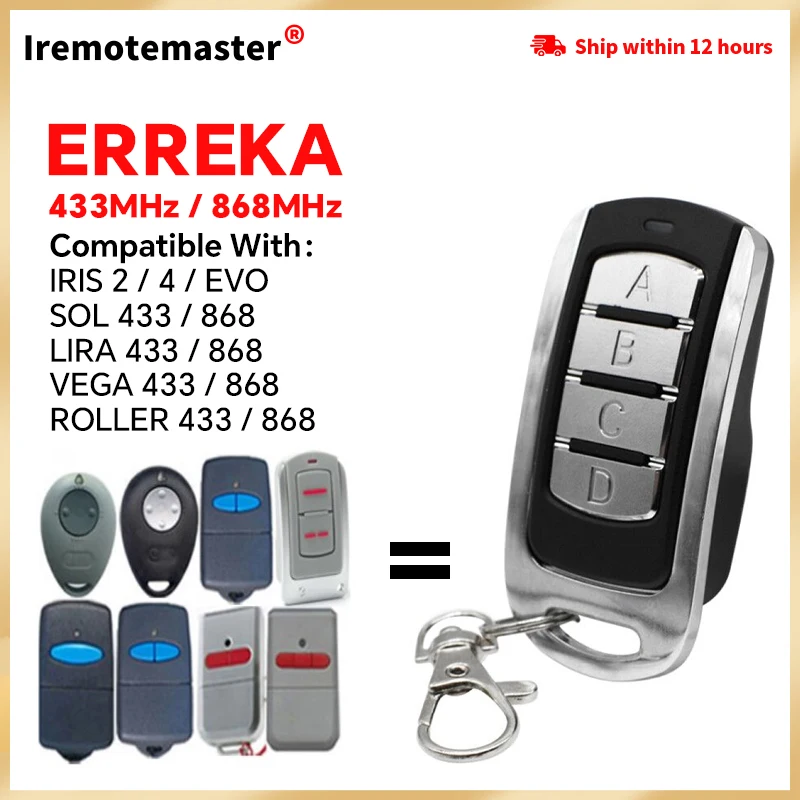 Duplicator ERREKA Remote Control SOL 433 868 RESON 1 2 IRIS ROLLER 2 Garage Door Remote Control Transmitter Key