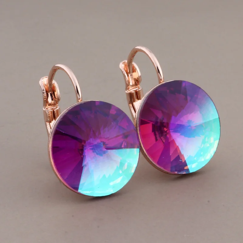 New Trend 14mm Round Geometry Drop Earrings for Women 585 Rose Gold Color Wedding Unusual Earrings Fashion Jewelry