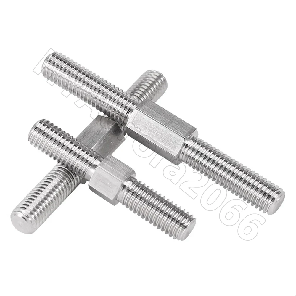 M3-M16 304 Bolts, Dual Head Threaded Bar Stick Stainless Steel Left and Right Thread Rod Stud Positive/Negative Thread Bar Screw