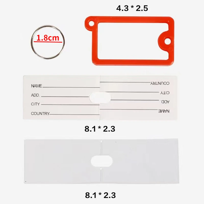 10-50pcs Key Tags 4.3x2.5cm Plastic Key Chain Tags with Blank Paper Labels Transparent Covers and Split Rings for DIY Key Rings