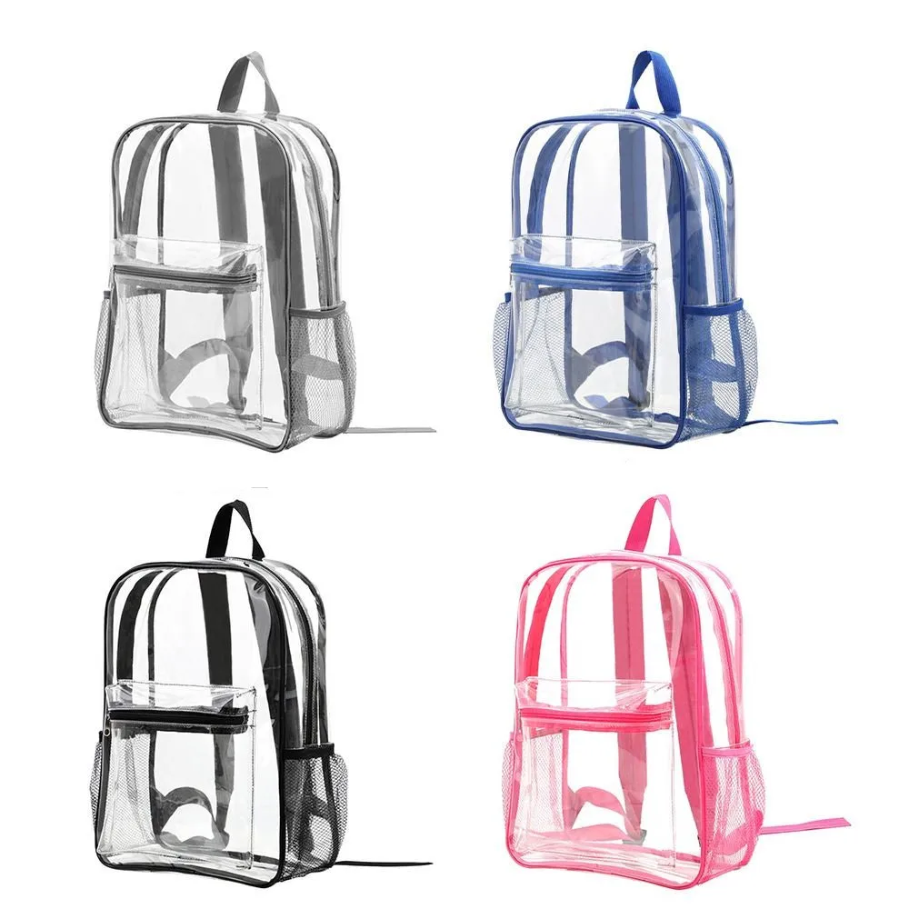 PVC Transparent Outdoor Sports Fitness Knapsack Casual Travel Visible Backpack Large Capacity Waterproof Shoulders Bag