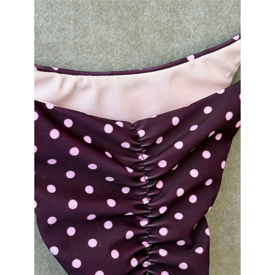 Polka Dot Neckholder-Bikini, Damen-Badeanzug, zweiteiliges Bikini-Set, Scrunch-Butt, gepolstert, Badebekleidung, Badeanzug, Schwimmbekleidung V8120 – Detail 8