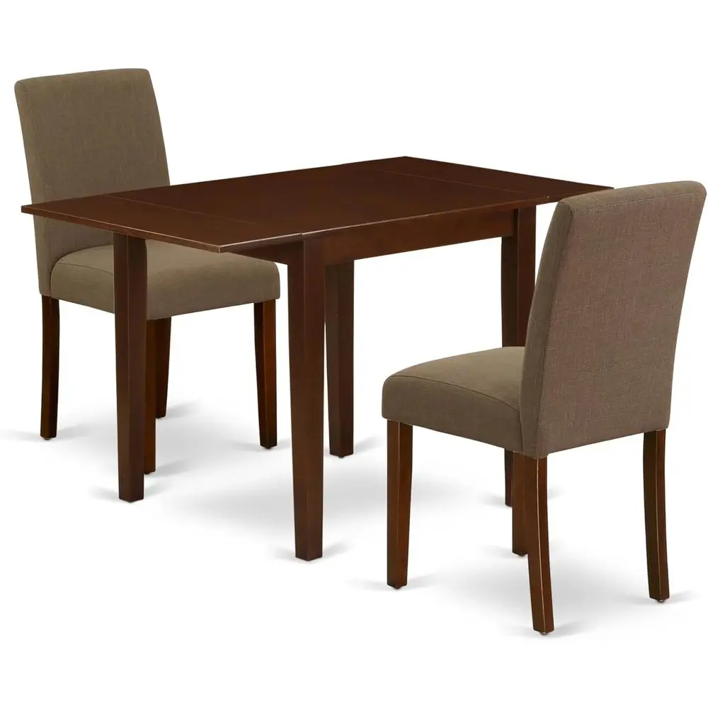 

Wood Dining Set with Linen Seat in Mahogany