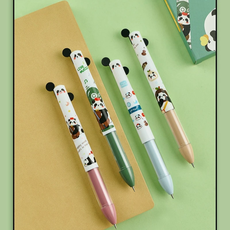 

Ручка-кисть Kawai Stationery Panda Diary Exquisite Graffiti Cute Side Press Core, портативная, быстросохнущая, черная и красная, двухцветная, для рисования и заметок